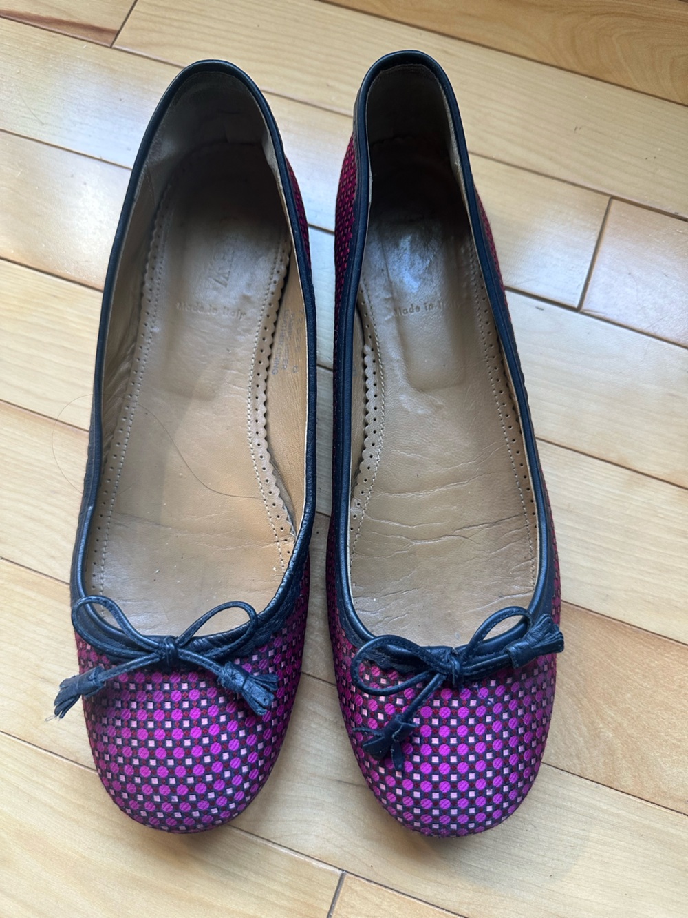 JCrew silk and leather Pink Ballet Flats with Bow